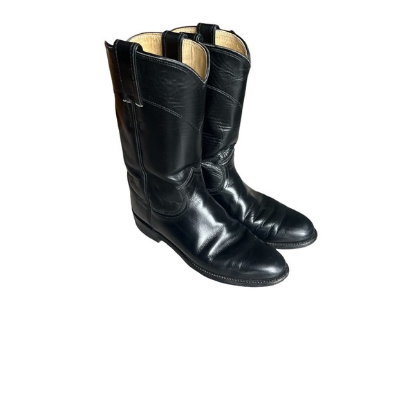Justin Roper Cowboy Boots L3703 Women’s Size 6.5B Black leather Cowgirl - Picture 3 of 5